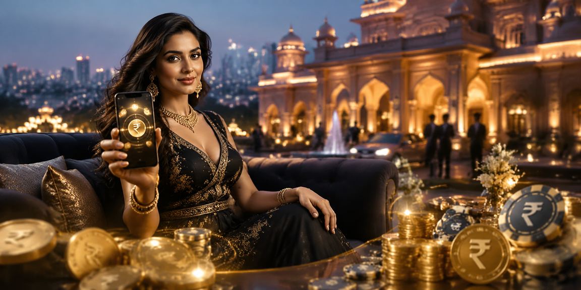 Indian mobile user playing casino app with rupee currency