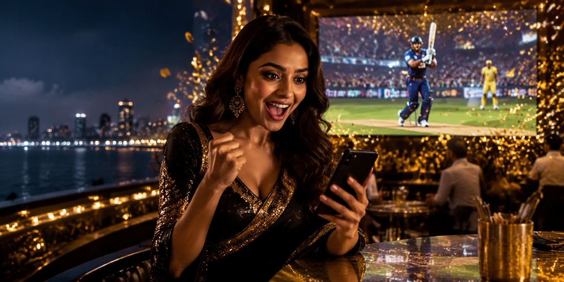 Mobile user betting on Aviator game in an IPL cricket themed environment